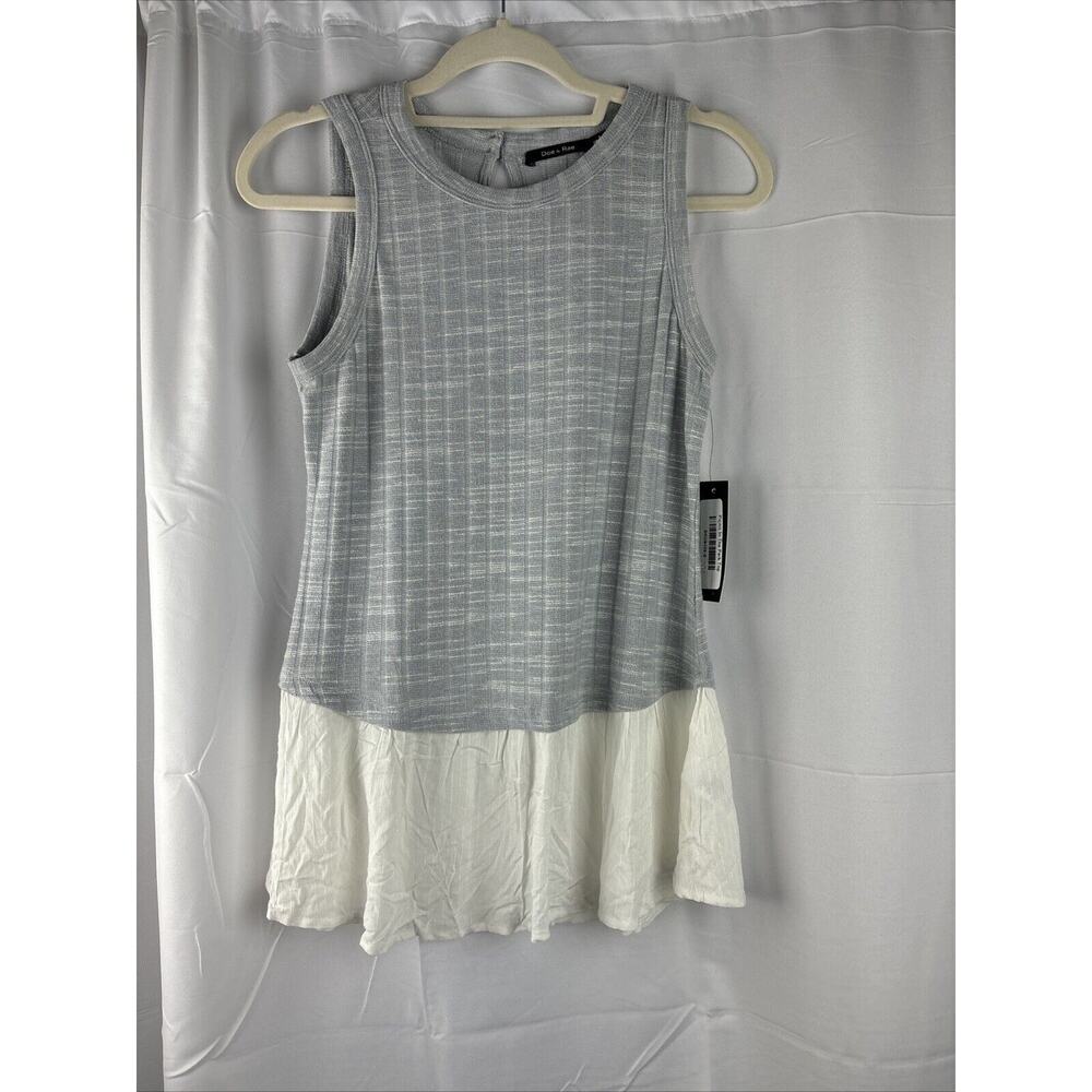 Anthropologie Doe & Rae‎ Picnic in the Park Top Tank Gray Knit White NWT